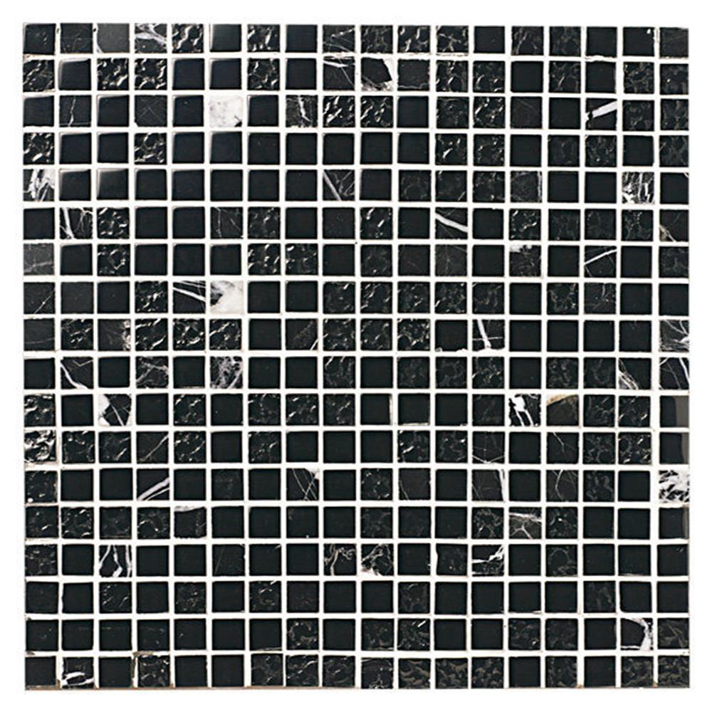 GLASS MOSAIC TILE TARA STONE BLACK 30x30x0.80CM
