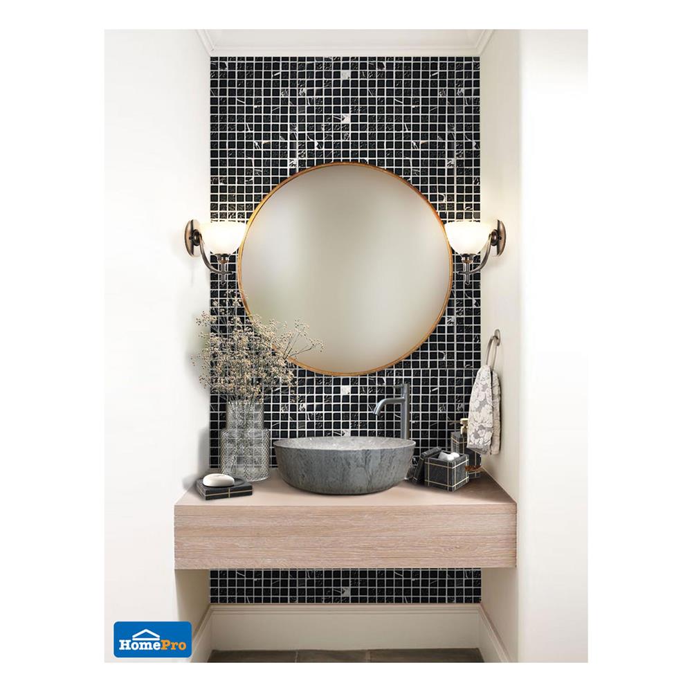 GLASS MOSAIC TILE TARA STONE BLACK 30x30x0.80CM