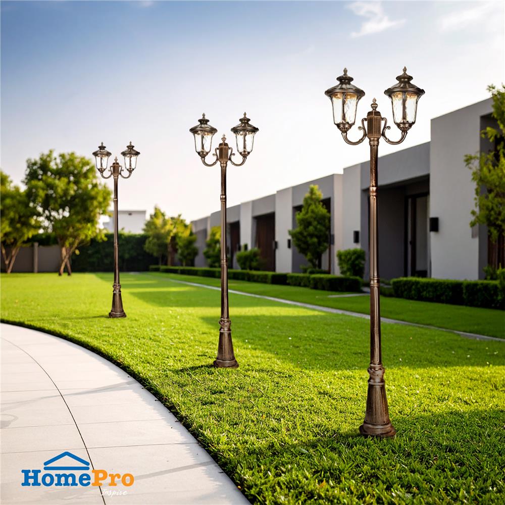 ไฟสนาม CARINI 9087/L2(M) สีทองรมดำ 2 หัว