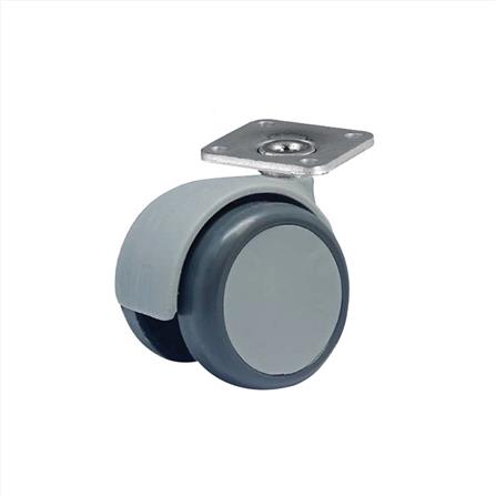 ลูกล้อคู่ไนลอน PAREO แป้นหมุน ไม่มีเบรก 2 นิ้ว สีเทา_0