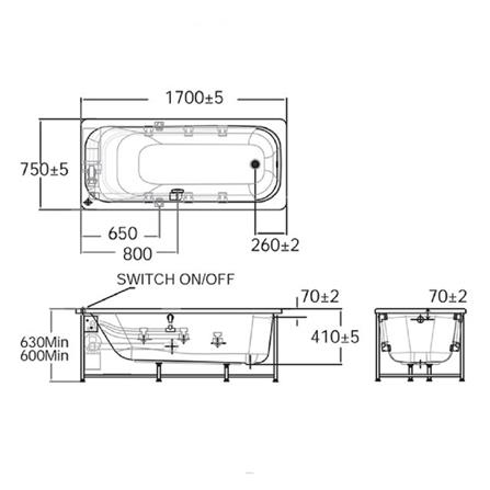 อ่างอาบน้ำ AMERICAN STANDARD TF-70270P 170 ซม. สีขาว_1
