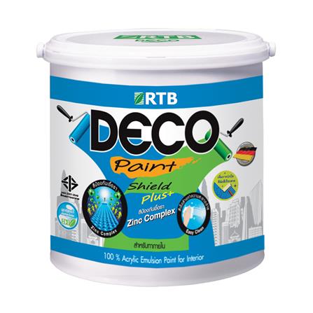 สีน้ำทาภายใน ชนิดด้าน RTB DECO SHIELD PLUS+ BASE A สีขาว 2.5 แกลลอน_0