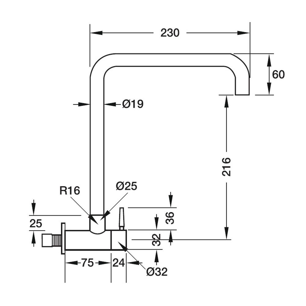 ก๊อกซิงค์เดี่ยวติดผนัง HAFELE 485.61.005 สีโครม