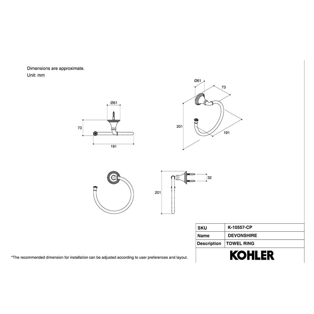 ห่วงแขวนผ้า KOHLER K-10557-CP สีโครม