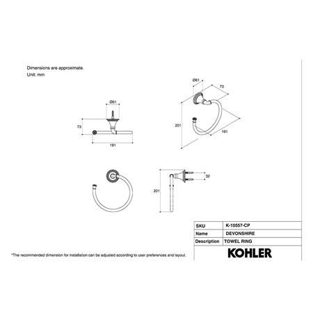 ห่วงแขวนผ้า KOHLER K-10557-CP สีโครม_1