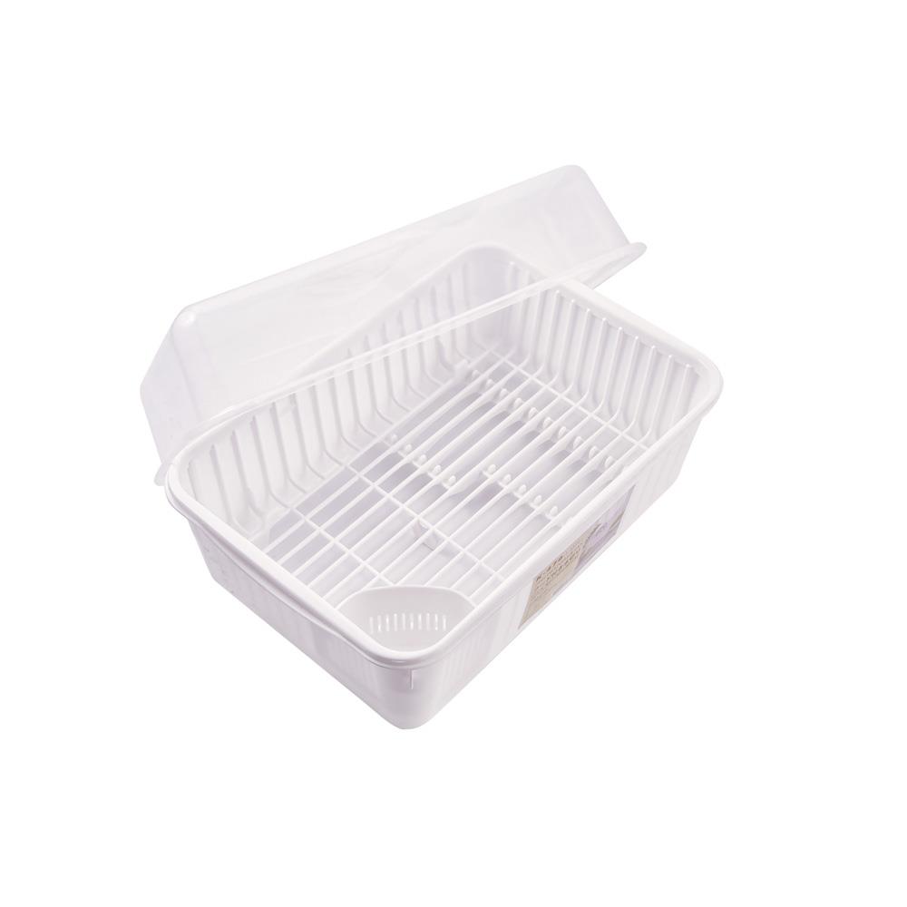 ชั้นคว่ำจานพลาสติกมีฝาครอบ+ใส่ช้อนKEYWAY