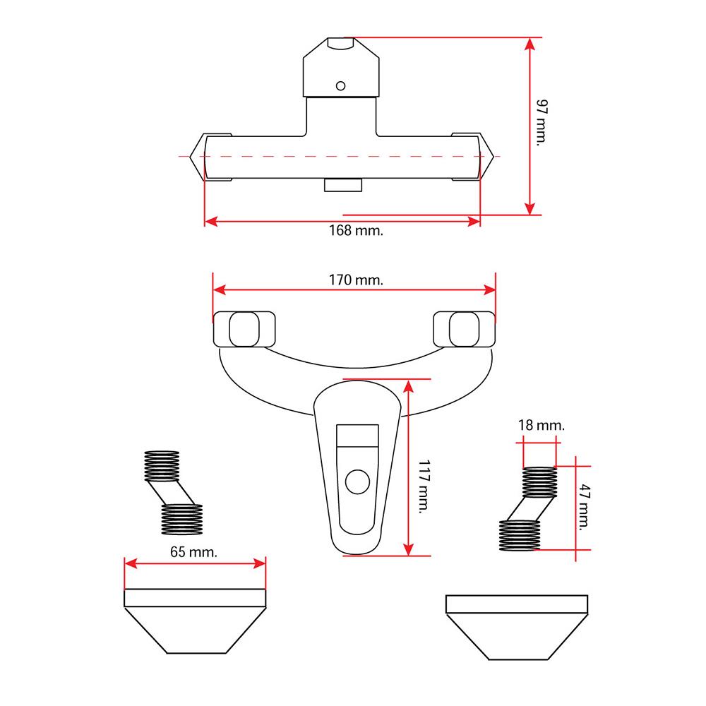 ก๊อกผสมยืนอาบ LUZERN DL-9009 สีโครม