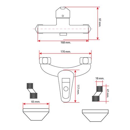 ก๊อกผสมยืนอาบ LUZERN DL-9009 สีโครม_3