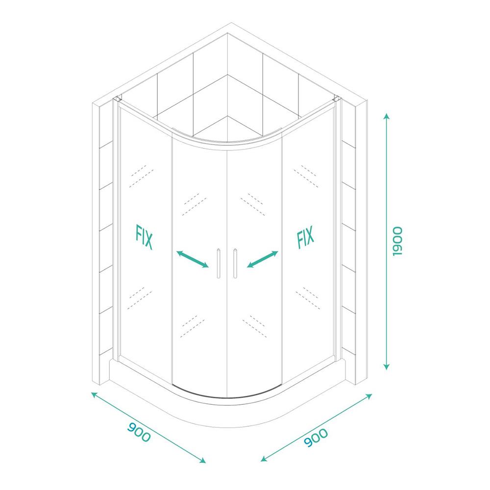 ฉากกั้นอาบน้ำ CRISTINA FAIRY-GWH 90x90 ซม.