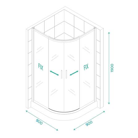ฉากกั้นอาบน้ำ CRISTINA FAIRY-GWH 90x90 ซม._2