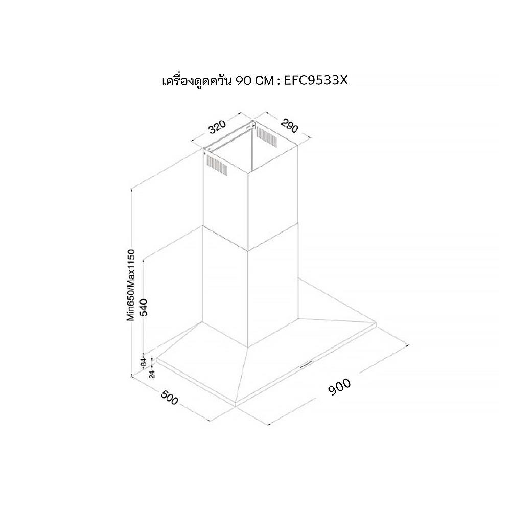 เครื่องดูดควันกระโจม ELECTROLUX EFC9533X 90 ซม.