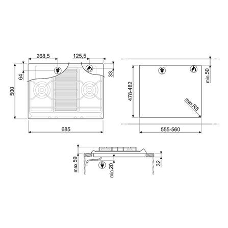 เตาฝังแก๊ส SMEG SRV572XG 70 ซม._1
