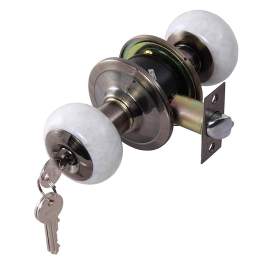 ลูกบิดประตู หัวจัน HAFELE 489.93.713 สีหินอ่อนขาว/ทองเหลืองรมดำ