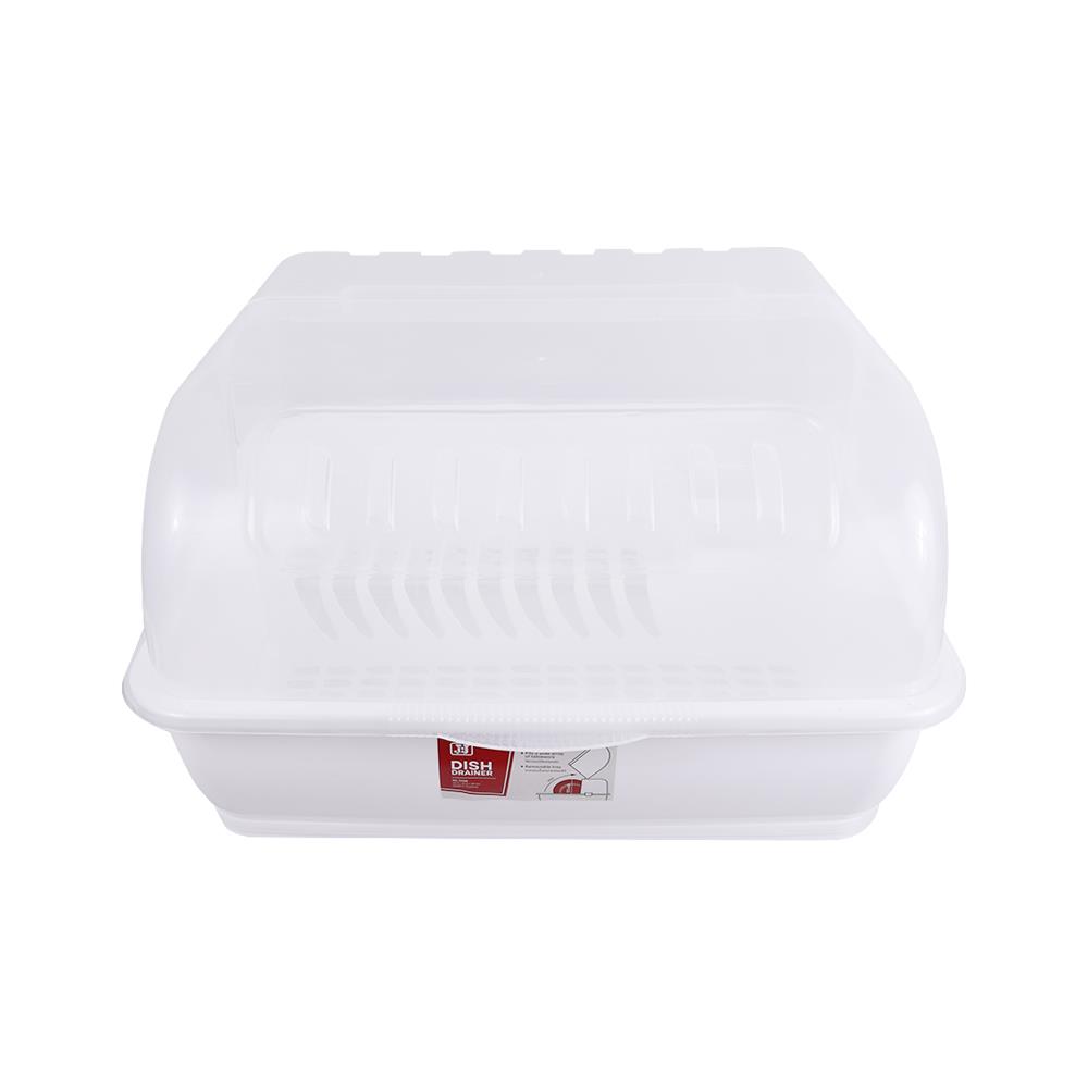 ชั้นคว่ำจานพลาสติกมีฝาครอบ JCJ 2408 สีขาว