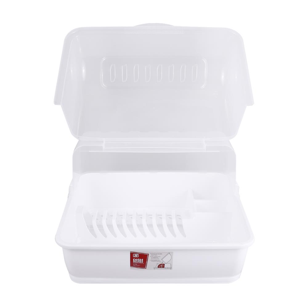 ชั้นคว่ำจานพลาสติกมีฝาครอบ JCJ 2408 สีขาว