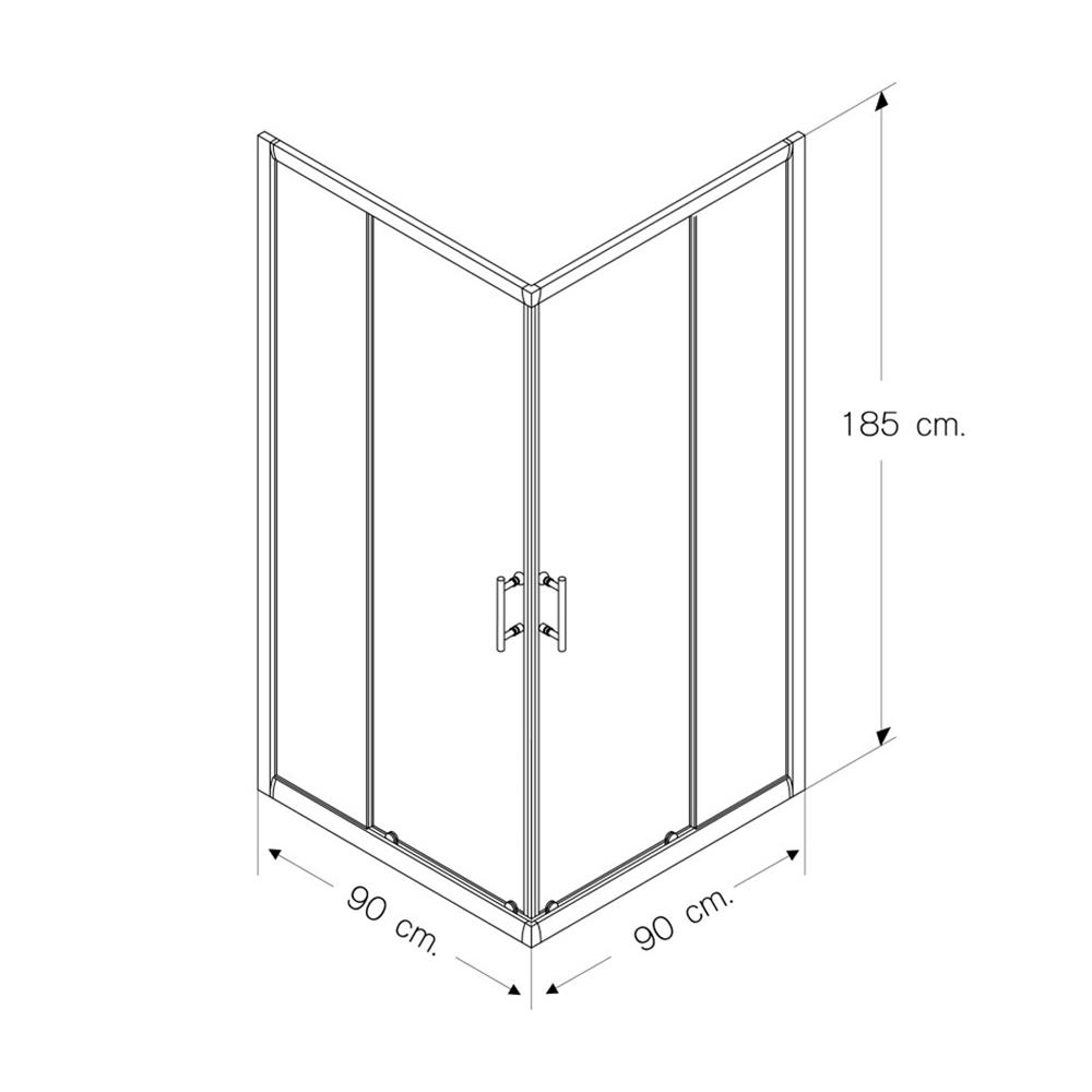 ฉากกั้นอาบน้ำ I-SPA BD-SQU001GCR 90x90 ซม.