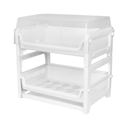 ชั้นคว่่ำแก้วพลาสติก 2 ชั้นมีฝาครอบ KEYWAY K960 สีขาว