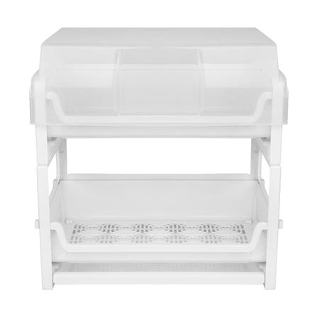 ชั้นคว่่ำแก้วพลาสติก 2 ชั้นมีฝาครอบ KEYWAY K960 สีขาว_1