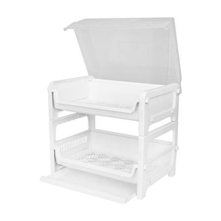 ชั้นคว่ำจานพลาสติก2ชั้นมีฝาครอบKEYWAYขาว_2