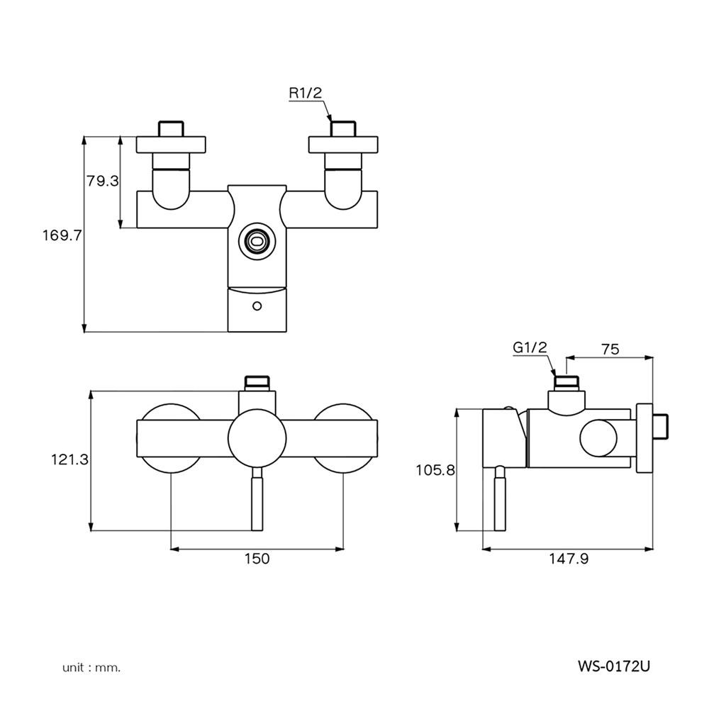 ก๊อกผสมยืนอาบ WS WS-0172U