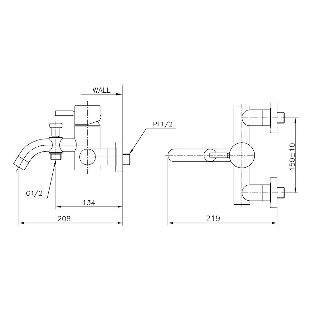 ก๊อกผสมอ่างอาบ WS-0182 สเตนเลส