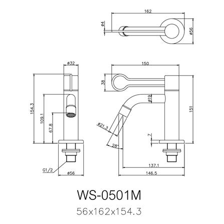 ก๊อกอ่างล้างหน้าเดี่ยว WS WS-0501M_2
