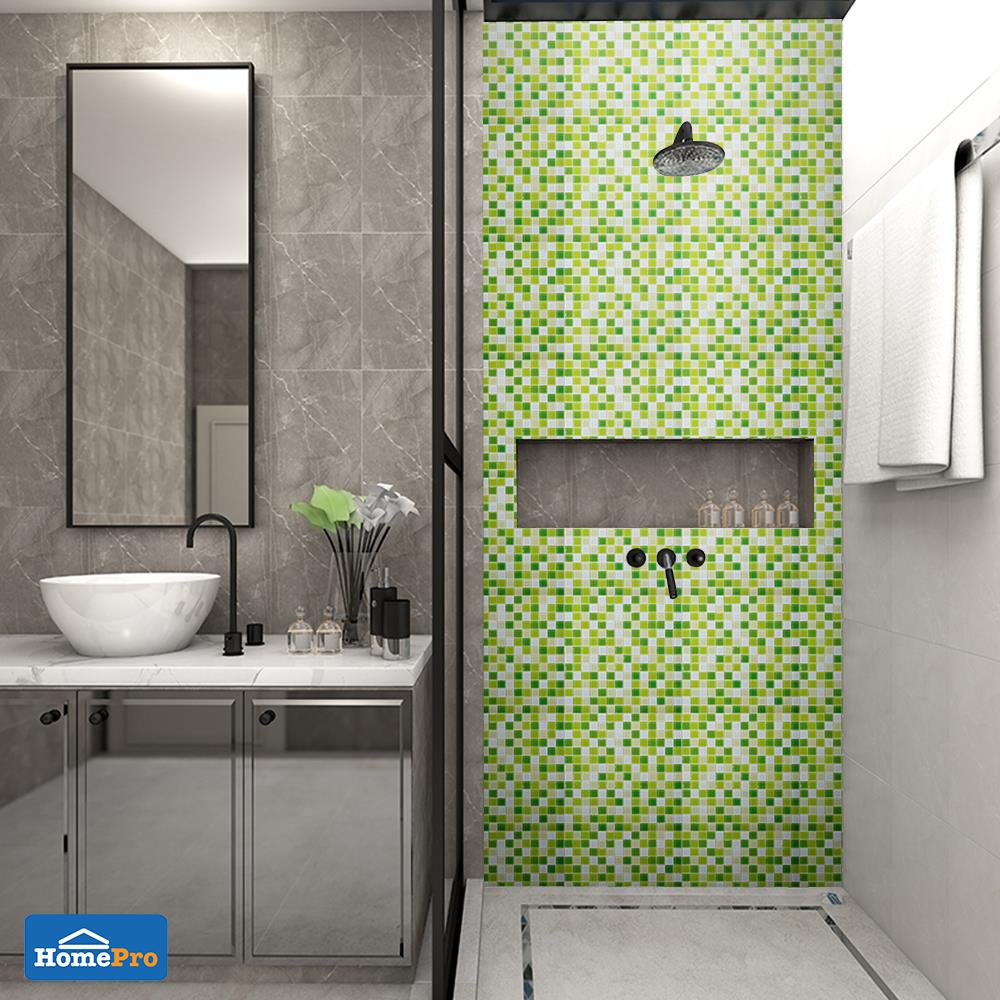 โมเสคแก้ว 30x30x0.40 ซม. TARA คละลายกรีนเลมอน