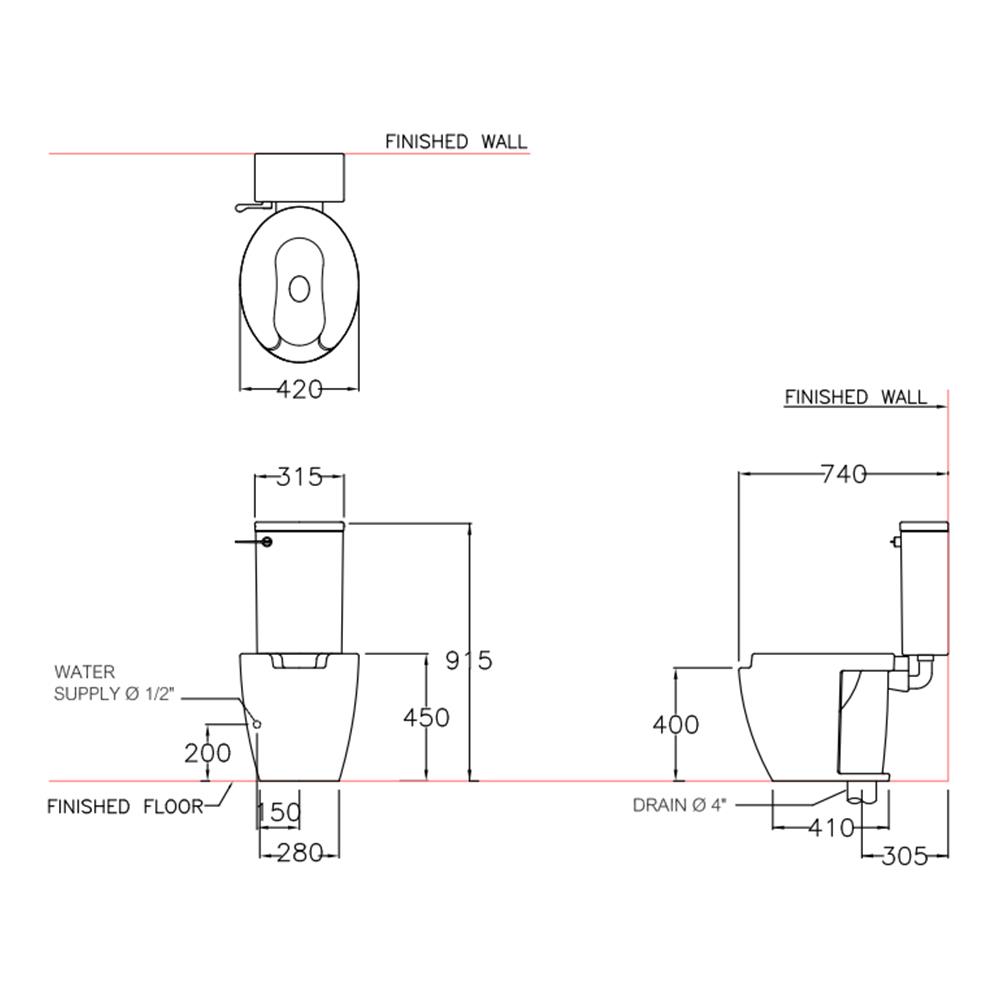 สุขภัณฑ์ 2 ชิ้น COTTO SC6652 3.8 ลิตร สีขาว