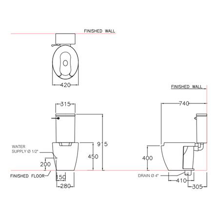 สุขภัณฑ์ 2 ชิ้น COTTO SC6652 3.8 ลิตร สีขาว_1