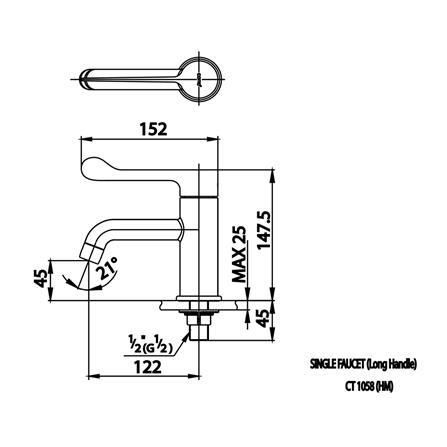 ก๊อกอ่างล้างหน้าเดี่ยว COTTO CT1058 (HM)_2