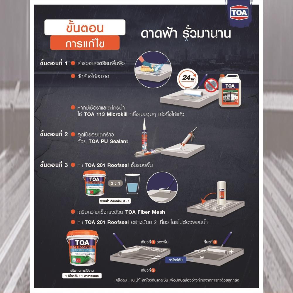 อะคริลิกกันซึม TOA 201 ROOFSEAL PU HYBRID 20 กก. สีขาว