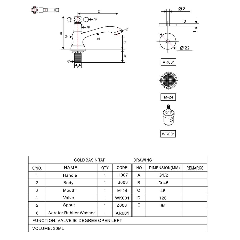 ก๊อกอ่างล้างหน้าเดี่ยว NOVABATH IS-6533