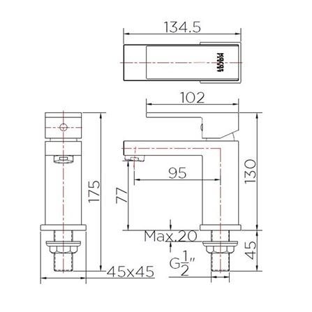 ก๊อกอ่างล้างหน้าเดี่ยว KARAT KF-25-610-50 สีโครม_3