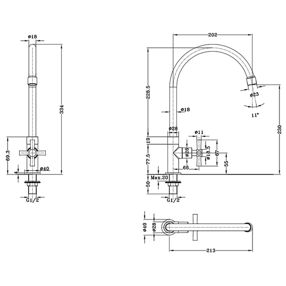 ก๊อกซิงค์เดี่ยวเคาน์เตอร์ KARAT FAUCET EC-01-511-50 สีโครม