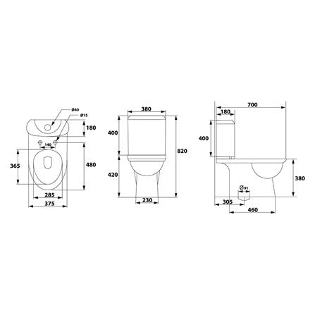 สุขภัณฑ์ 2 ชิ้น STAR S-1319.1 3/6L สีขาว_1