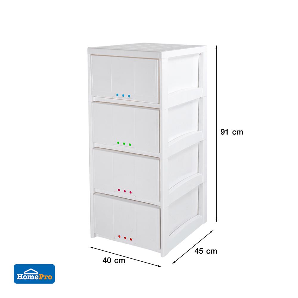 4 DRAWER STACKO 3DOT 40X45X91CM WHITE