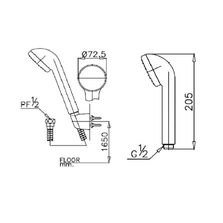 ชุดฝักบัวสายอ่อน 1 ระดับ COTTO S17 WH(HM) สีขาว_1
