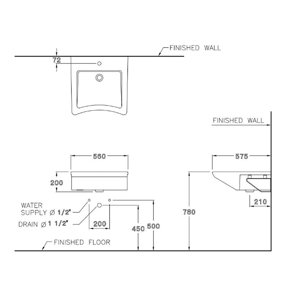 อ่างล้างหน้าแขวน COTTO SC00537 สีขาว
