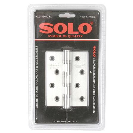 บานพับ 4X3 นิ้ว X 3 มม. SOLO 3443030 สีสเตนเลส (แพ...