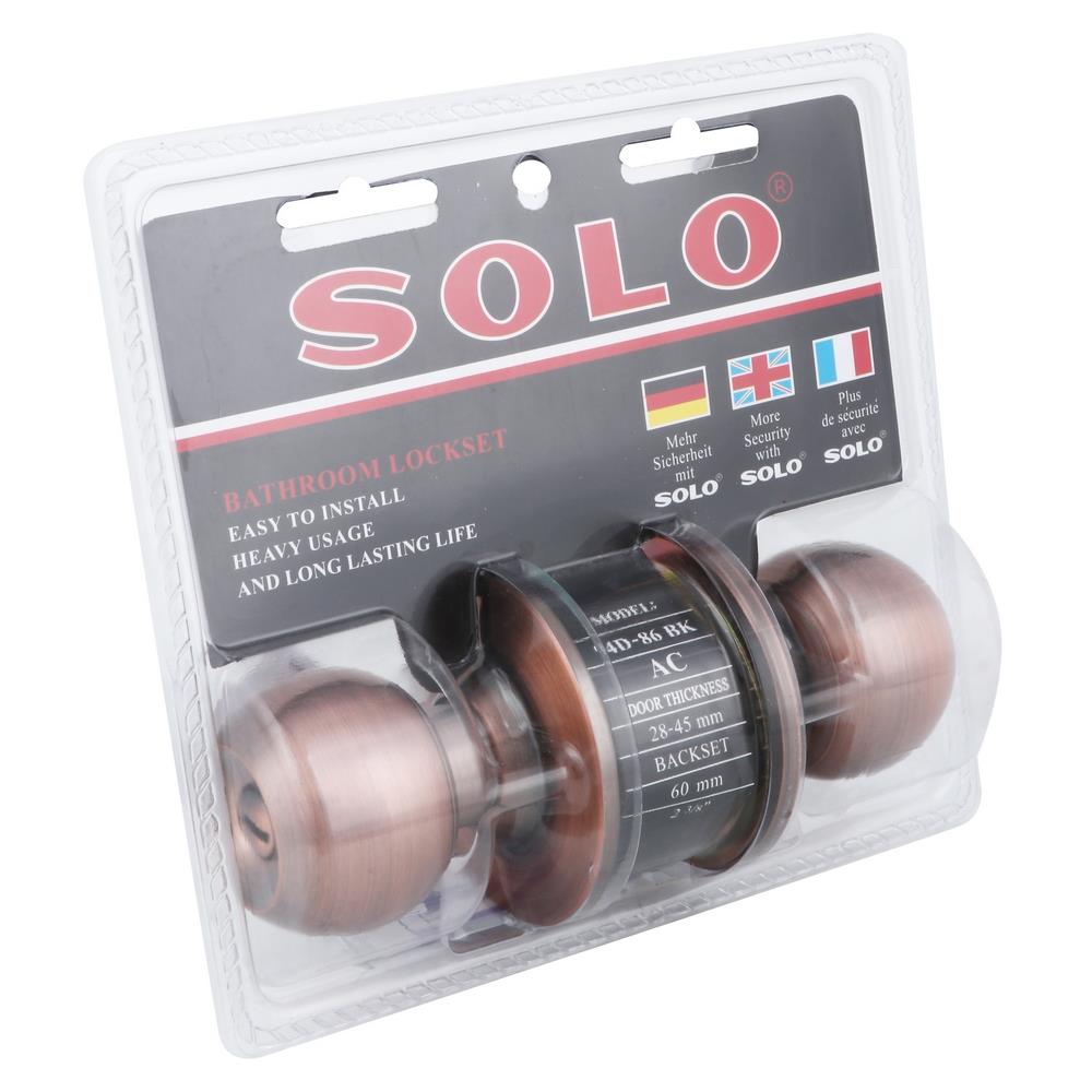 ลูกบิดห้องน้ำ SOLO 94D-86 AC-BK หัวกลม สีทองแดงรมดำ