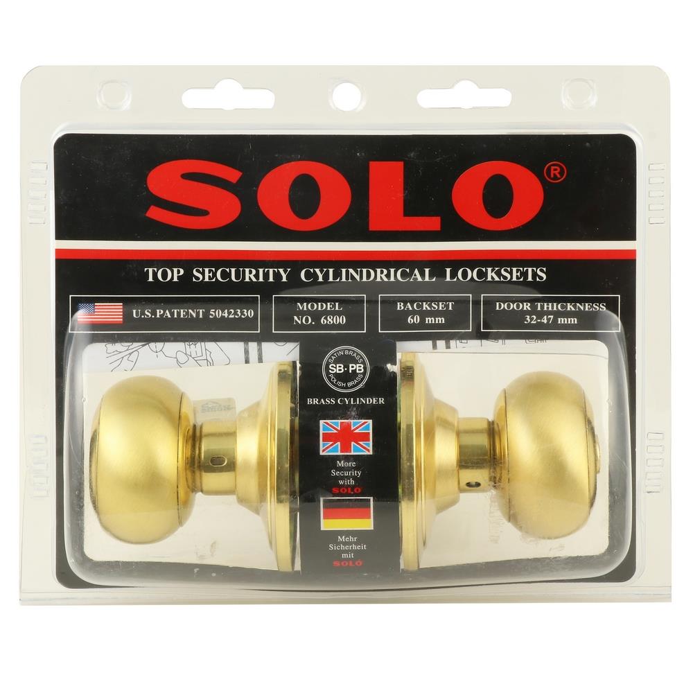 ลูกบิดประตู หัวจัน SOLO 6800SB/PB สีทอง/สเตนเลส
