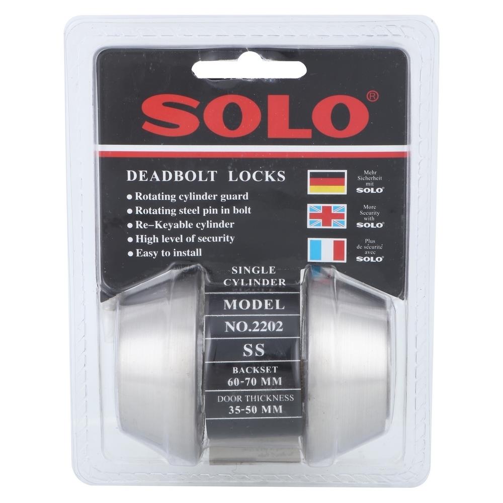 กุญแจลิ้นตาย 2 ด้าน SOLO 2202 สีสเตนเลส