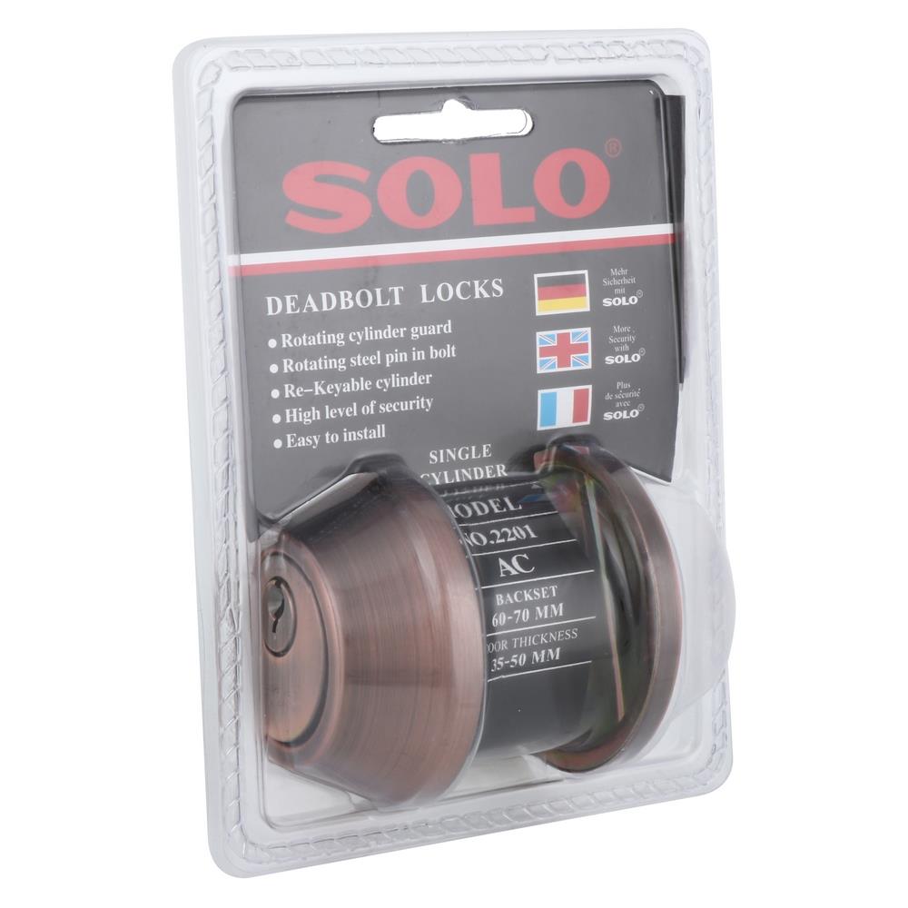 กุญแจลิ้นตาย 1 ด้าน SOLO 2201 สีทองแดงรมดำ