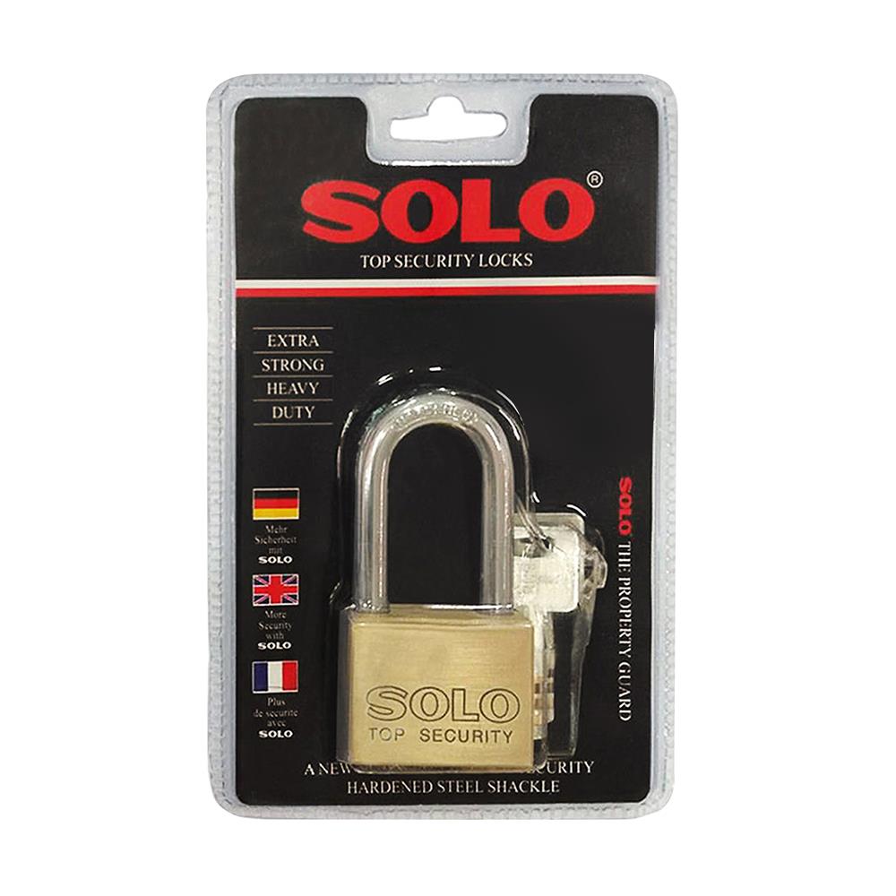 กุญแจลูกปืน SOLO 4507SQ-45L 45 มม. สีทองเหลืองขัดเงา