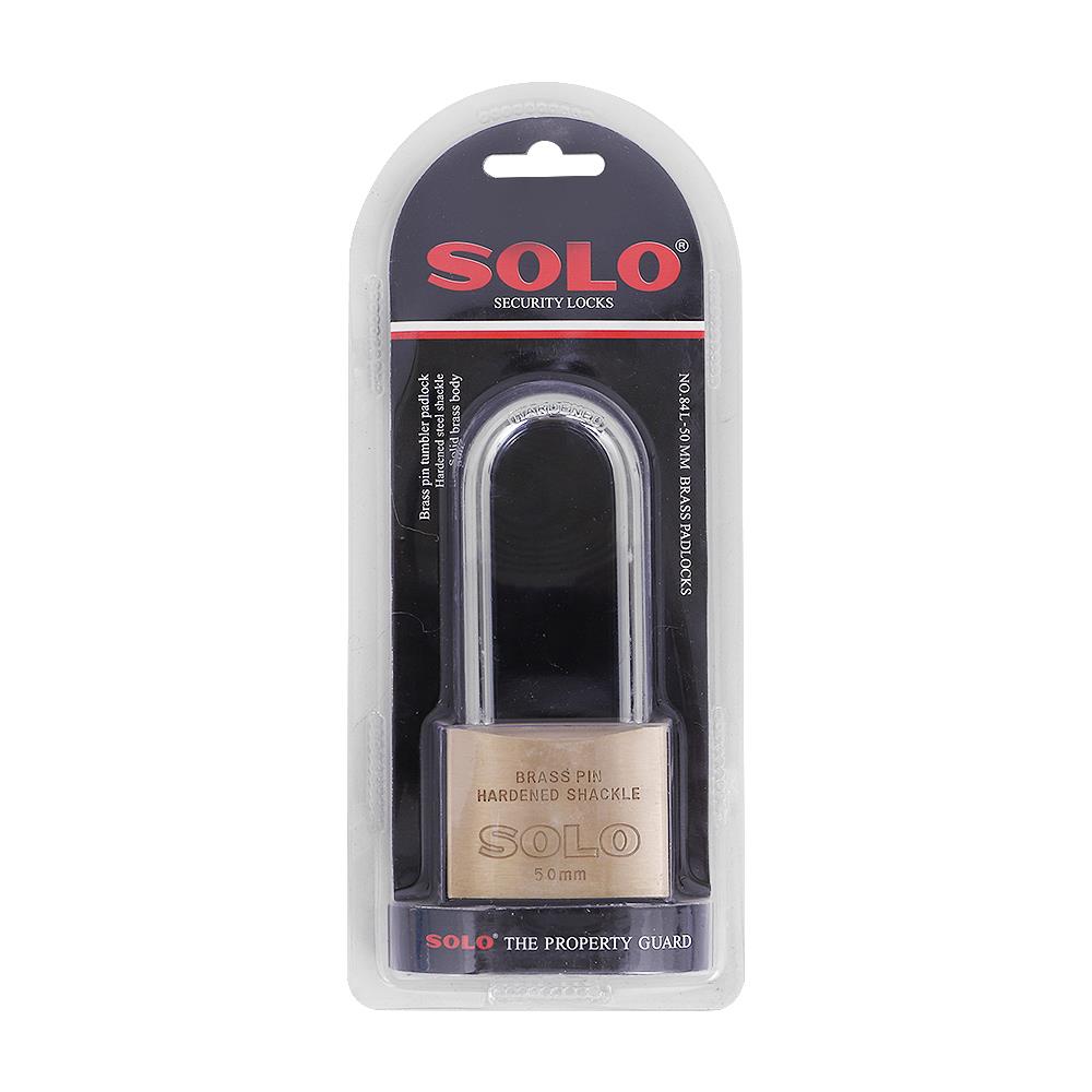 กุญแจสปริง SOLO 84-50L 50 มม. สีทองเหลืองขัดเงา