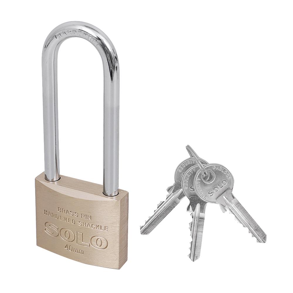 กุญแจสปริง SOLO 84-40L 40 มม. สีทองเหลืองขัดเงา