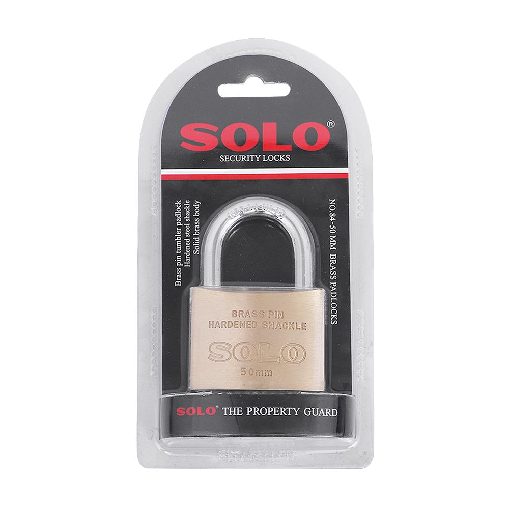 กุญแจสปริง SOLO 84-50 50 มม. สีทองเหลืองขัดเงา