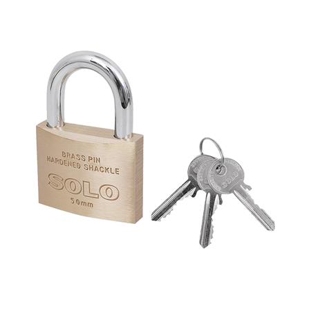 กุญแจสปริง SOLO 84-50 50 มม. สีทองเหลืองขัดเงา