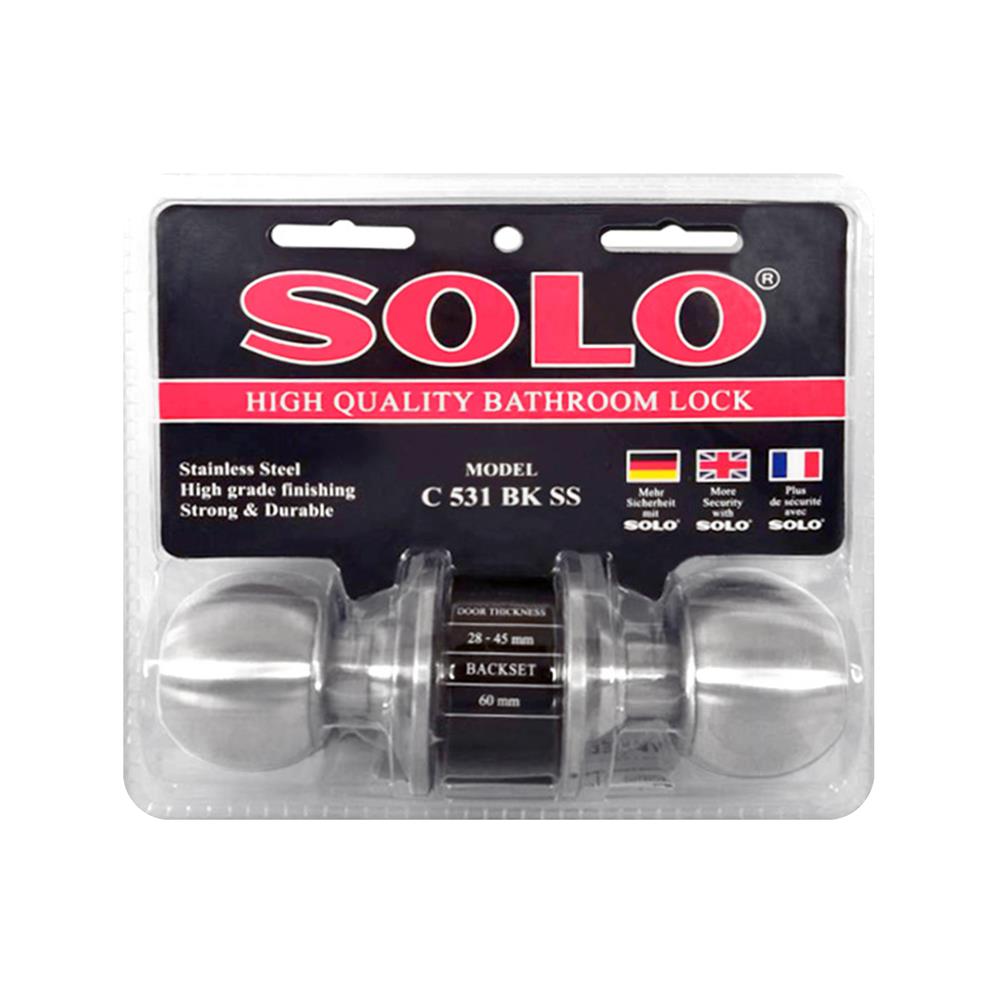 ลูกบิดห้องน้ำ SOLO C531 BK-SS หัวกลม สีสเตนเลส