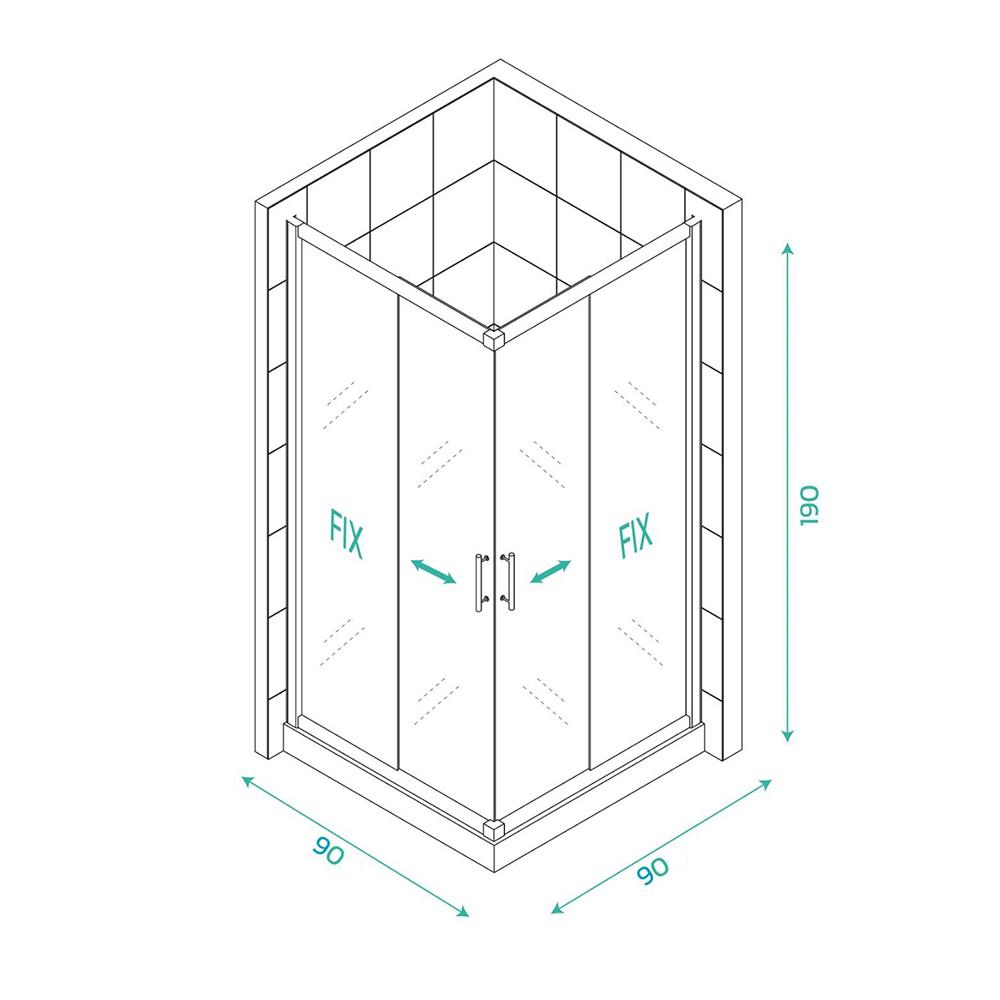 ฉากกั้นอาบน้ำ CRISTINA SQUARE-GWH 90x90 ซม.